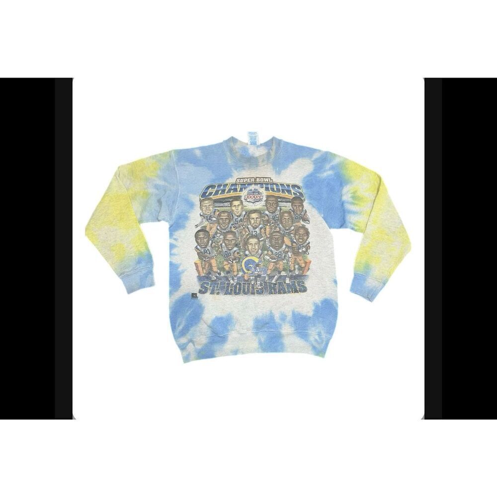 Vintage 2000 St. Louis Rams Super Bowl Champs Tie-Dye Sweater